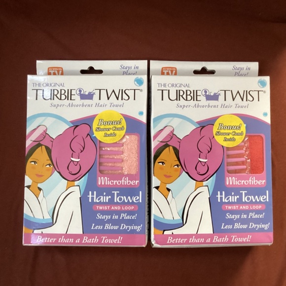 The Original Turbie Twist Hair Towel Bundle 2 packs Super Absorbent NEW - Picture 2 of 8